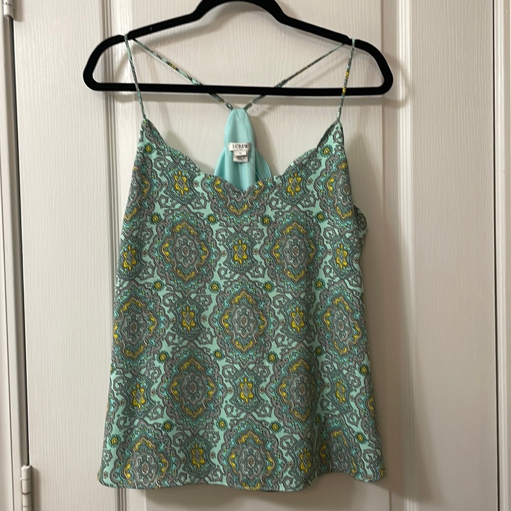 J. Crew Factory NWT scalloped teal patterned cami size 14